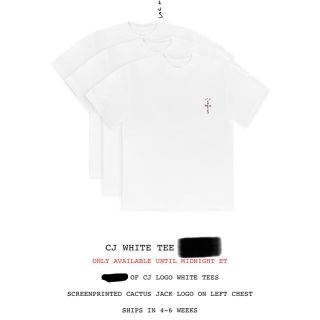 カクタス(CACTUS)のCJ WHITE TEE 1-PACK travis Scott(Tシャツ/カットソー(半袖/袖なし))