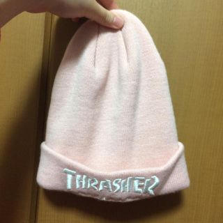 スラッシャー(THRASHER)のピンクニット帽 値下げしました！(ニット帽/ビーニー)