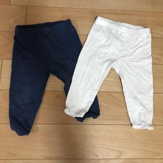 ベビーギャップ(babyGAP)のレーストリム レギンス　70cm 2枚組　ホワイト＆ブルー(パンツ)