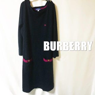 バーバリーブルーレーベル(BURBERRY BLUE LABEL)の【Burberry】バーバリー 綿×ウール混 ニットワンピース BLK(ひざ丈ワンピース)