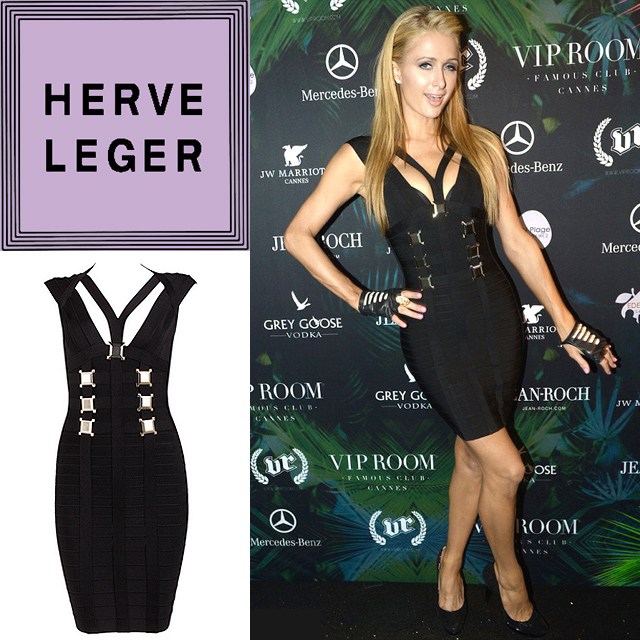 Herve Leger(エルベレジェ)の新品タグ付❤️パリス着♡激渋Black❤️メタルが超カッコいい♡バンデージドレス レディースのワンピース(ミニワンピース)の商品写真