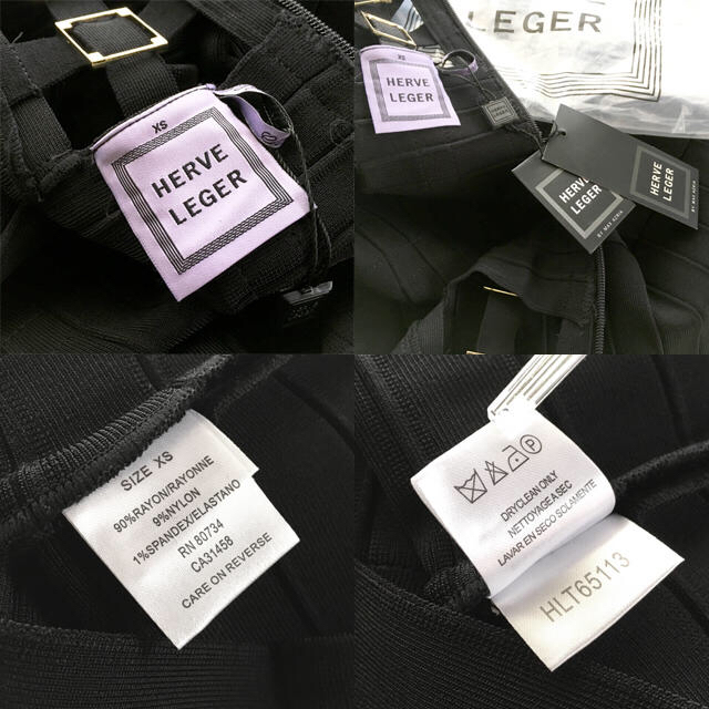 Herve Leger(エルベレジェ)の新品タグ付❤️パリス着♡激渋Black❤️メタルが超カッコいい♡バンデージドレス レディースのワンピース(ミニワンピース)の商品写真