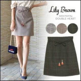 リリーブラウン(Lily Brown)のお値下げ　lilybrown チェック台形スカート　GRN(ミニスカート)