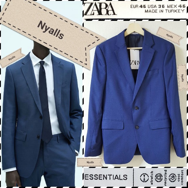 ZARA(ザラ)のZARA MAN★新品タグ付き★ブルー★セットアップ★スーツ★ブレザー★パンツ メンズのスーツ(セットアップ)の商品写真