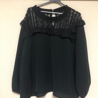 トッコ(tocco)の[大きいサイズ]リリールルlilylulu黒レースブラウスLL(シャツ/ブラウス(長袖/七分))