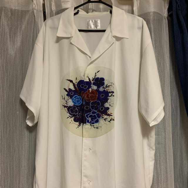0658 Anemone open collar print shirt シャツ
