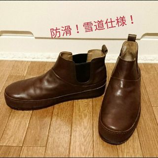 SAYA - SAYA 本革 サイドゴアショートブーツ ダークブラウンの通販 by
