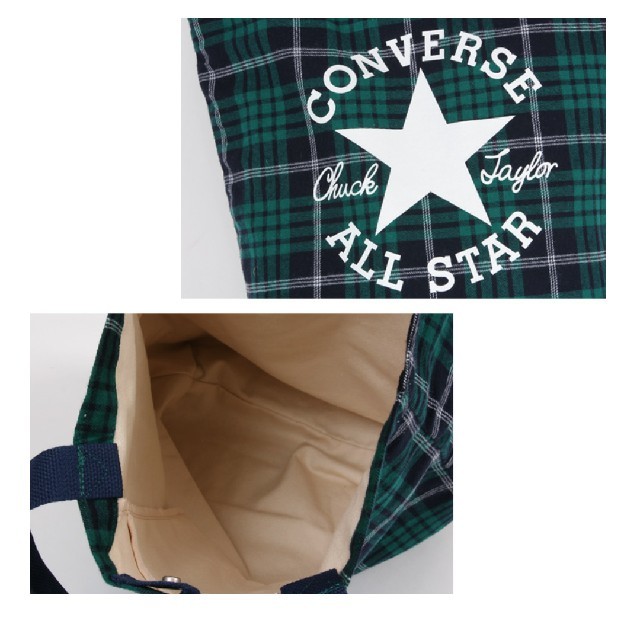 CONVERSE(コンバース)の⭐新品⭐CONVERSE⭐グリーン CHECK TOTE BAG⭐ レディースのバッグ(トートバッグ)の商品写真