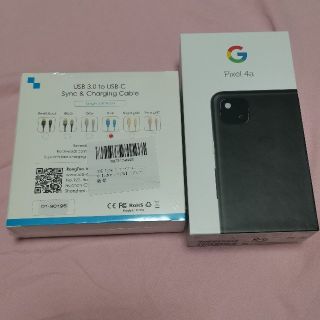 アンドロイド(ANDROID)のGoogle Pixel4a 128GB simロック解除+type cケーブル(スマートフォン本体)