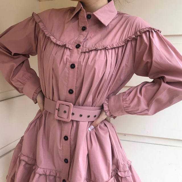 Lochie(ロキエ)のepine frill 2way tiered one-piece pink レディースのワンピース(ミニワンピース)の商品写真