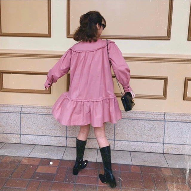 Lochie(ロキエ)のepine frill 2way tiered one-piece pink レディースのワンピース(ミニワンピース)の商品写真