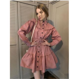 ロキエ(Lochie)のepine frill 2way tiered one-piece pink(ミニワンピース)