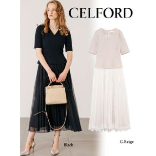 グレースコンチネンタル(GRACE CONTINENTAL)の【新品未着用タグ付】CELFORD セルフォード ペプラムドッキングワンピース(ロングワンピース/マキシワンピース)