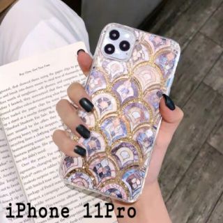 大理石 タイル風 モロッカン グリッター ケース iPhone 11Pro(iPhoneケース)