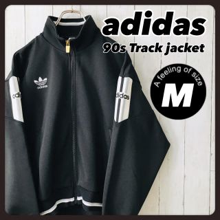 アディダス(adidas)のアディダス　ジャージ　トラックジャケット　黒　3本ライン　デサント　Ｍ(ジャージ)