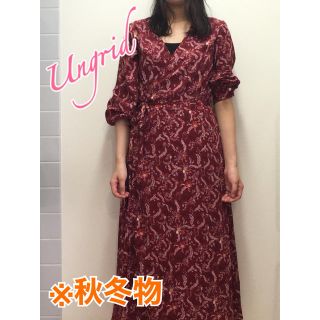 アングリッド(Ungrid)の【Ungrid】秋冬物　花柄 ボタニカル カシュクール ワンピース / ガウン(ロングワンピース/マキシワンピース)