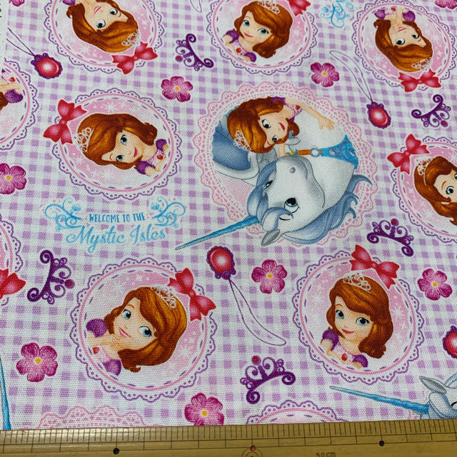 Disney(ディズニー)の布D139(40)/188.1  ピンク　ちいさなプリンセス　ソフィア ハンドメイドの素材/材料(生地/糸)の商品写真