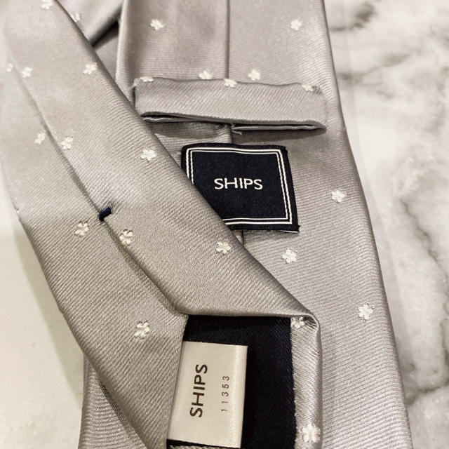 SHIPS - シップス フラワー 小紋 ネクタイ シルバー グレー シルク