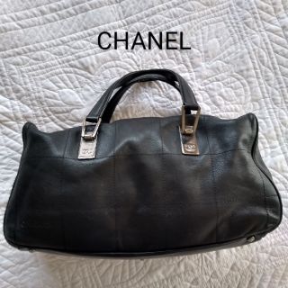 シャネル(CHANEL)のシャネル　CHANEL　チョコバー　ハンドバッグ　ボストンバッグ　黒　シルバー(ボストンバッグ)