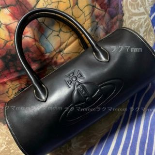 ヴィヴィアンウエストウッド(Vivienne Westwood)のヴィヴィアン　ドラム型　ハンドバッグ　牛革　黒(ボストンバッグ)