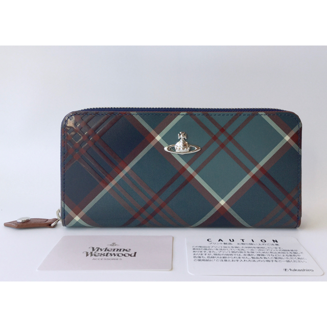 Vivienne Westwood(ヴィヴィアンウエストウッド)の新品★ヴィヴィアンウエストウッド★ベルテッドタータンラウンドジップ長財布ネイビー レディースのファッション小物(財布)の商品写真