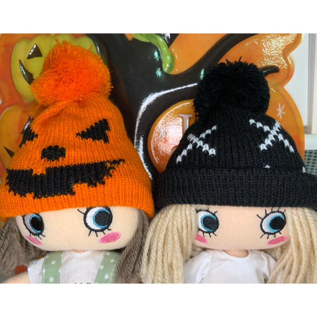 イルメール イーマリーちゃん ハロウィン ニット帽 帽子 2点セット ハンドメイドのぬいぐるみ/人形(その他)の商品写真