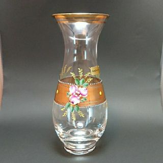 ボヘミア クリスタル(BOHEMIA Cristal)のボヘミアガラス　花瓶　HANDPAINTED ヴィンテージ (花瓶)