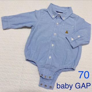 ベビーギャップ(babyGAP)のbaby GAP ベビー ギャップ デニムシャツ ロンパース ボディシャツ 70(シャツ/カットソー)