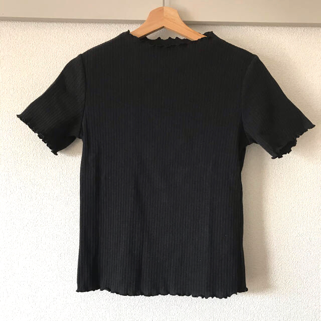 GU(ジーユー)のGU リブメローコンパクトT 黒 M レディースのトップス(Tシャツ(半袖/袖なし))の商品写真