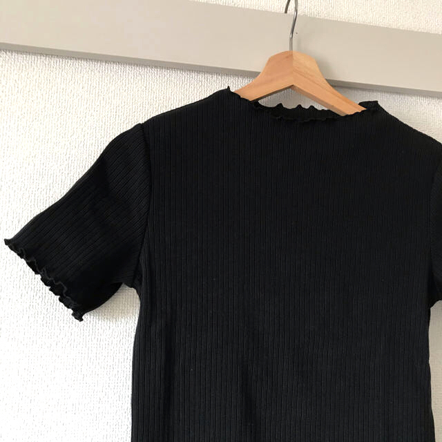 GU(ジーユー)のGU リブメローコンパクトT 黒 M レディースのトップス(Tシャツ(半袖/袖なし))の商品写真