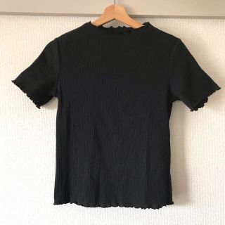 ジーユー(GU)のGU リブメローコンパクトT 黒 M(Tシャツ(半袖/袖なし))