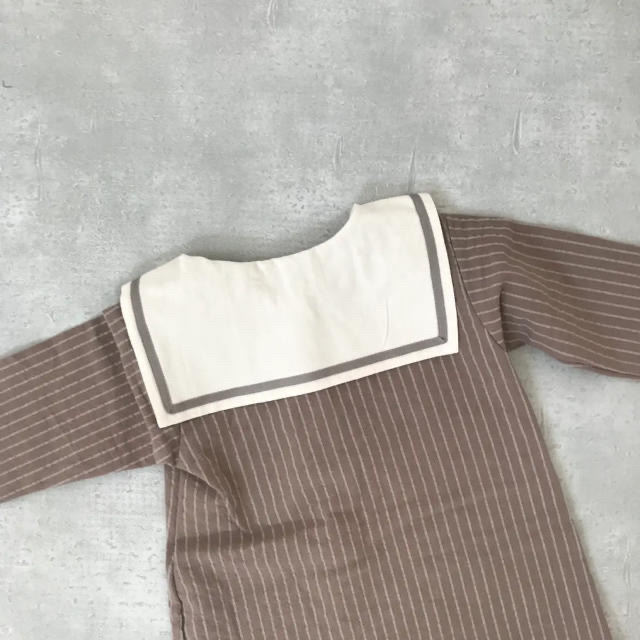 韓国子供服　ロンパース　セーラー　ブラウン　約90cm キッズ/ベビー/マタニティのベビー服(~85cm)(ロンパース)の商品写真