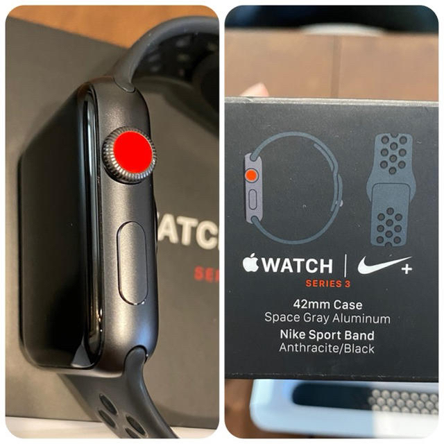 Apple Watch(アップルウォッチ)の【最終値下】AppleWatch NIKE Series3 42mm  セルラー メンズの時計(腕時計(デジタル))の商品写真