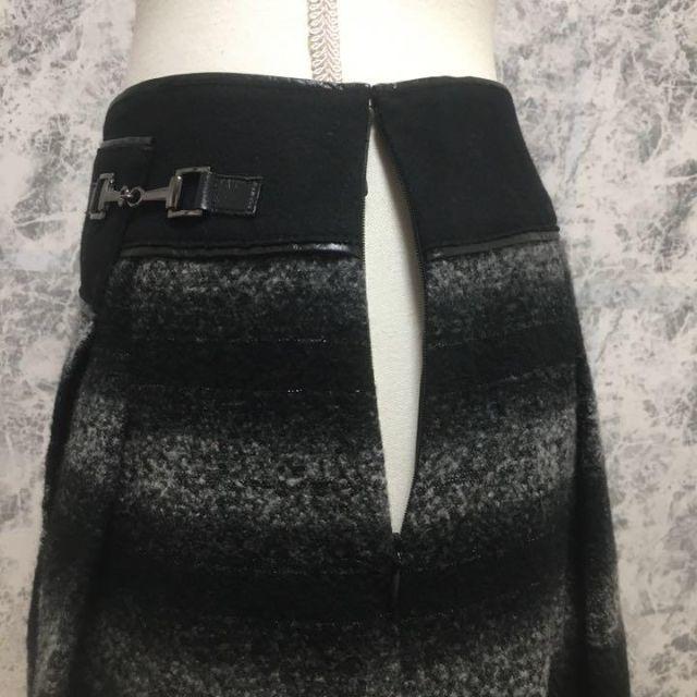 UNTITLED(アンタイトル)のアンタイトル ツイード ラメ ボーダー 巻きスカート フレア サイズ2 Ｍ相当 レディースのスカート(ミニスカート)の商品写真