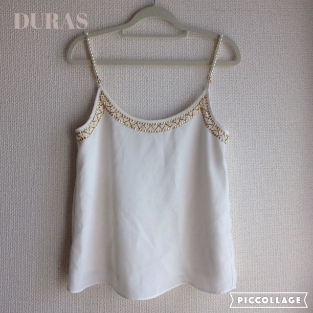 DURAS(デュラス)のDURAS肩パールビジュー刺繍キャミ レディースのトップス(キャミソール)の商品写真