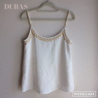 デュラス(DURAS)のDURAS肩パールビジュー刺繍キャミ(キャミソール)