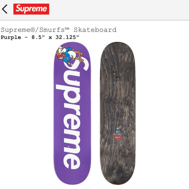 Supreme smurfs skateboard デッキ パープル