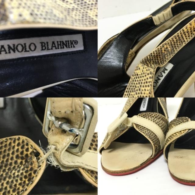 MANOLO BLAHNIK(マノロブラニク)のマノロブラニク サンダル 38 1/2 - レザー レディースの靴/シューズ(サンダル)の商品写真