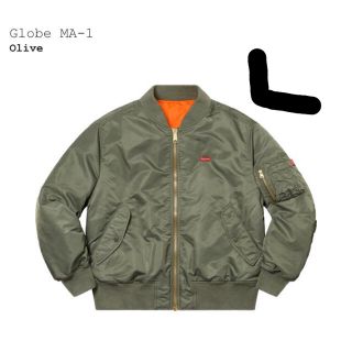 シュプリーム(Supreme)のsupreme  Globe MA-1 Olive L ma1 ジャケット(フライトジャケット)