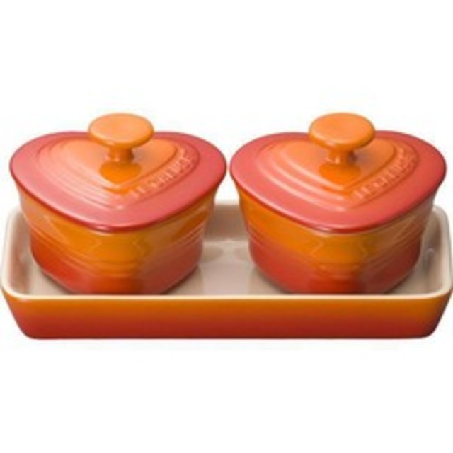 LE CREUSET(ルクルーゼ)のルクルーゼ プチ ラムカン ダムール セット オレンジ インテリア/住まい/日用品のキッチン/食器(食器)の商品写真