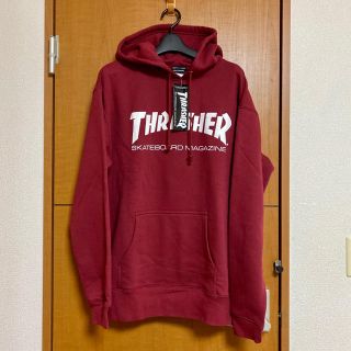 スラッシャー(THRASHER)の新品 THRASHER／プルオーバーパーカ XL レッド スウェット  パーカー(パーカー)