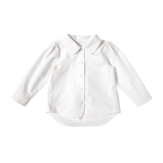 コットンネル　ホワイト長袖シャツ 90cm / 10mois(ディモワ) キッズ/ベビー/マタニティのキッズ服男の子用(90cm~)(ブラウス)の商品写真