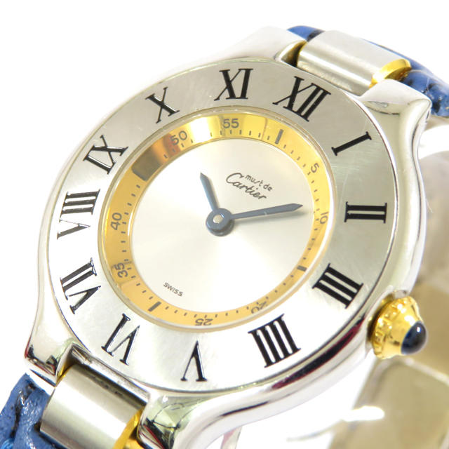 Cartier/カルティエ♪マスト 21☆コンビ☆腕時計☆SS☆革ベルト☆Qz ...