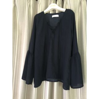 アバクロンビーアンドフィッチ(Abercrombie&Fitch)のレースアップシフォンブラウスアバクロ送込(シャツ/ブラウス(長袖/七分))