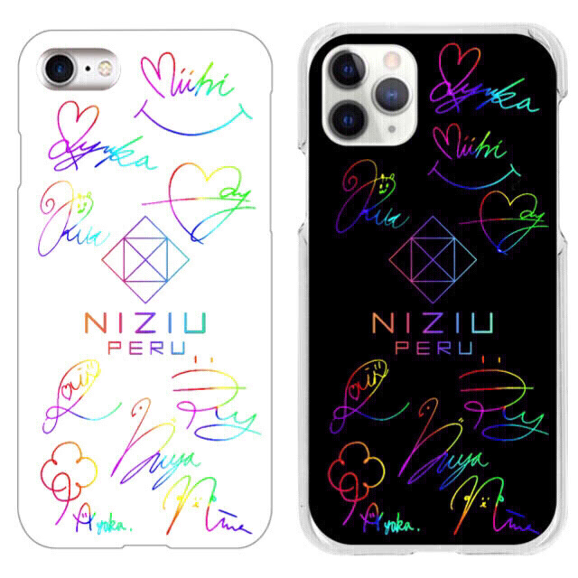 説明文 必読!Niziuスマホケース 虹色ロゴ 全メンバー虹色サイン入りの