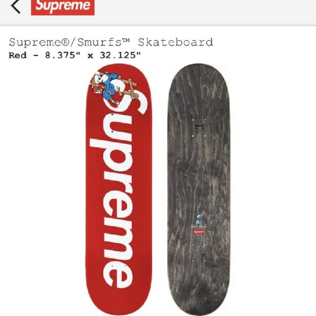 supreme smurfs skateboard red