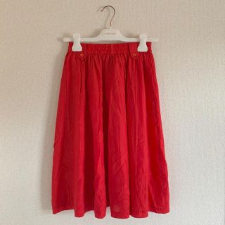 vintage レッド シルクスカート(ひざ丈スカート)