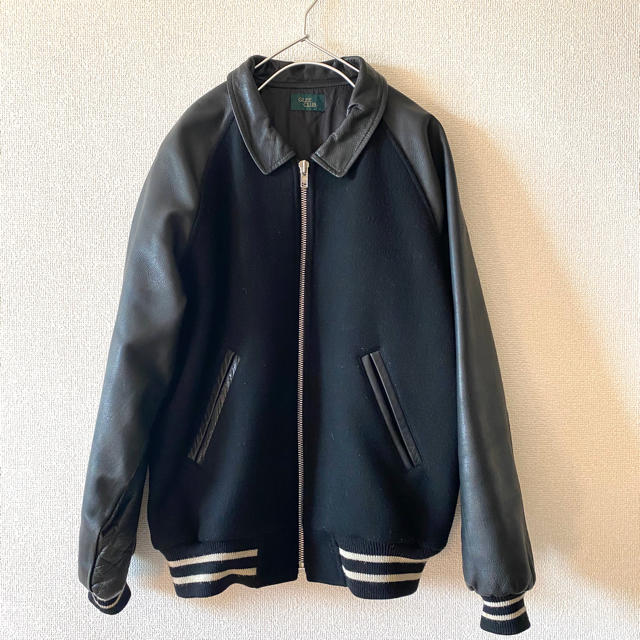 ZIP UP LEATHER STUDIUM JUMPER 袖レザースタジャン