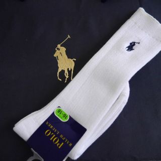 ポロラルフローレン(POLO RALPH LAUREN)の☆新品未使用　ラルフローレン　キッズ　長靴下　16ー18㎝白ホワイト☆(靴下/タイツ)