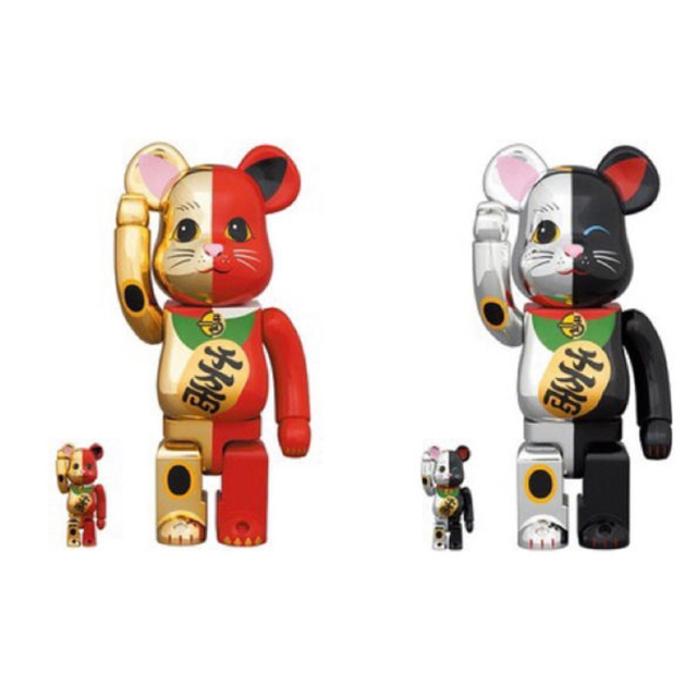 BE@RBRICK 400% 招き猫 金×赤 銀×黒 セット ベアブリック